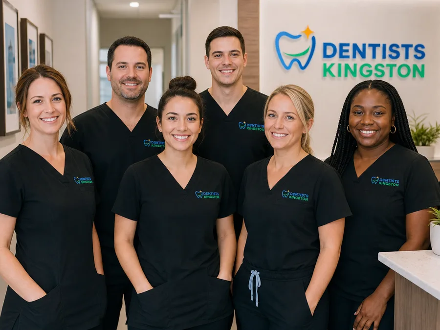 Dentists Kingston team in professional clinical attire at the office